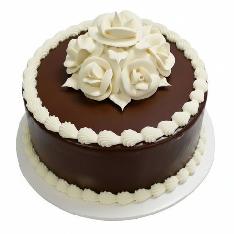 Chocolate Buttercream, White Roses
