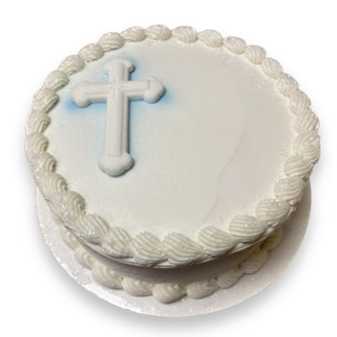 Blue confirmation cake with silver fondant cross | Charly's Bakery | Flickr